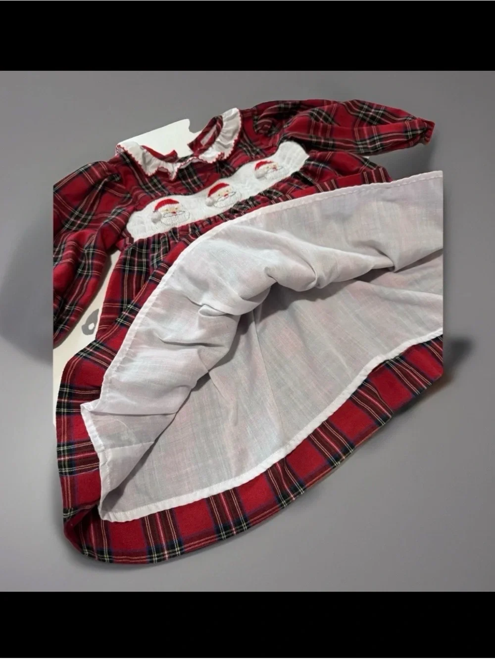 Cecil and Lou Christmas Plaid Smocked Santa Dress Size 2 Lined Holiday